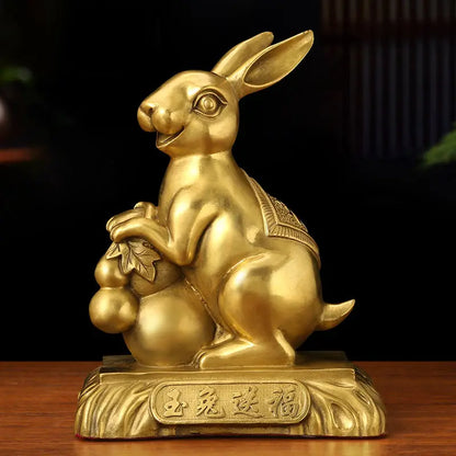 Chinese Style Fengshui Lucky Money Rabbit Zodiac Resin Statue Desk Living Room Ornaments  Home Office Decorations