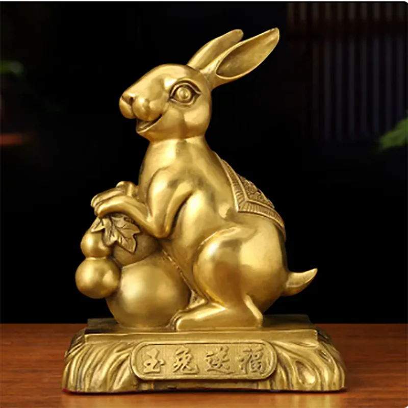 Chinese Style Fengshui Lucky Money Rabbit Zodiac Resin Statue Desk Living Room Ornaments Housewarming Christmas Gifts