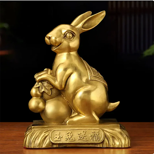 Chinese Style Fengshui Lucky Money Rabbit Zodiac Resin Statue Desk Living Room Ornaments Housewarming Christmas Gifts