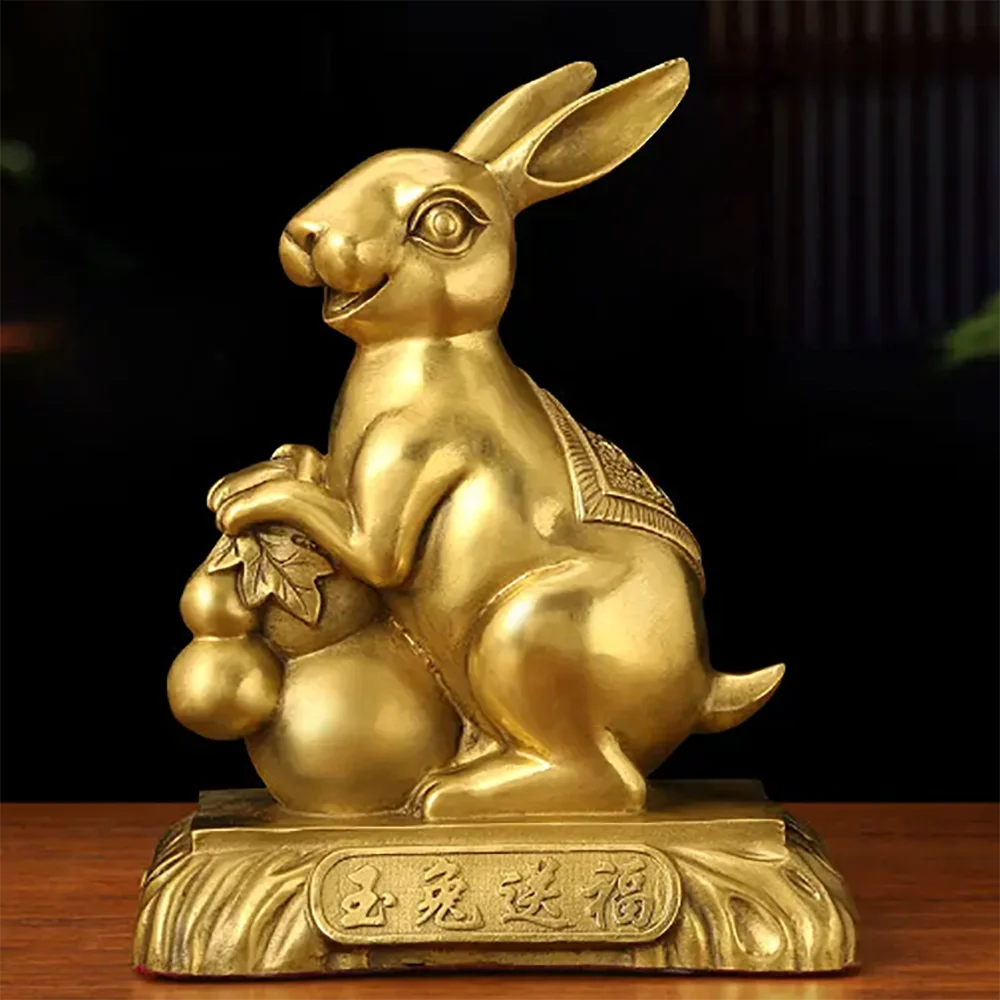 Chinese Style Fengshui Lucky Money Rabbit Zodiac Resin Statue Desk Living Room Ornaments Housewarming Christmas Gifts
