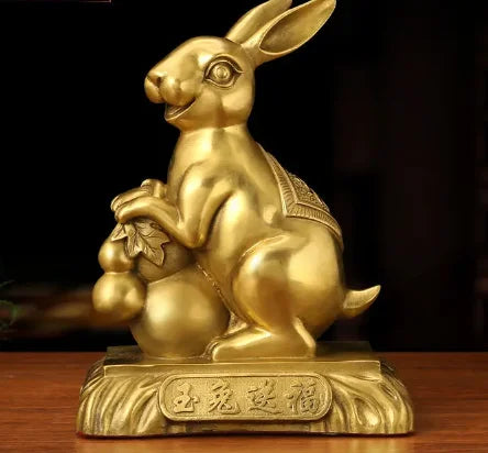 Chinese Style Fengshui Lucky Money Rabbit Zodiac Resin Statue Desk Living Room Ornaments Housewarming Christmas Gifts