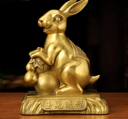 Chinese Style Fengshui Lucky Money Rabbit Zodiac Resin Statue Desk Living Room Ornaments Housewarming Christmas Gifts