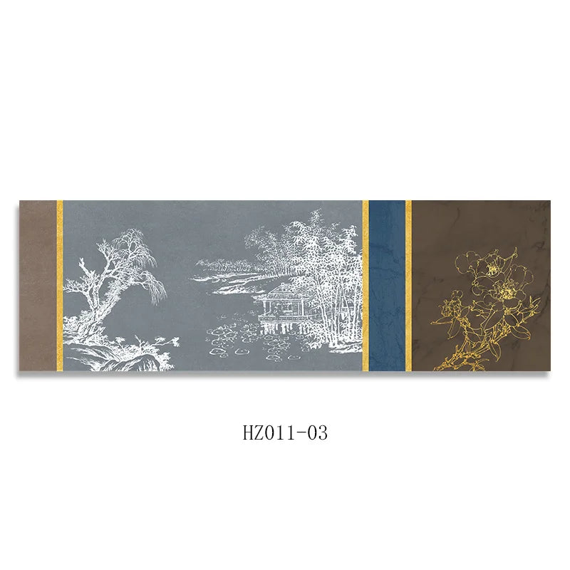 Chinese Style Ink Painting Alpine Canvas Decorative Painting Bedroom Living Room Wall Art Posters Solid Wood Scroll Paintings