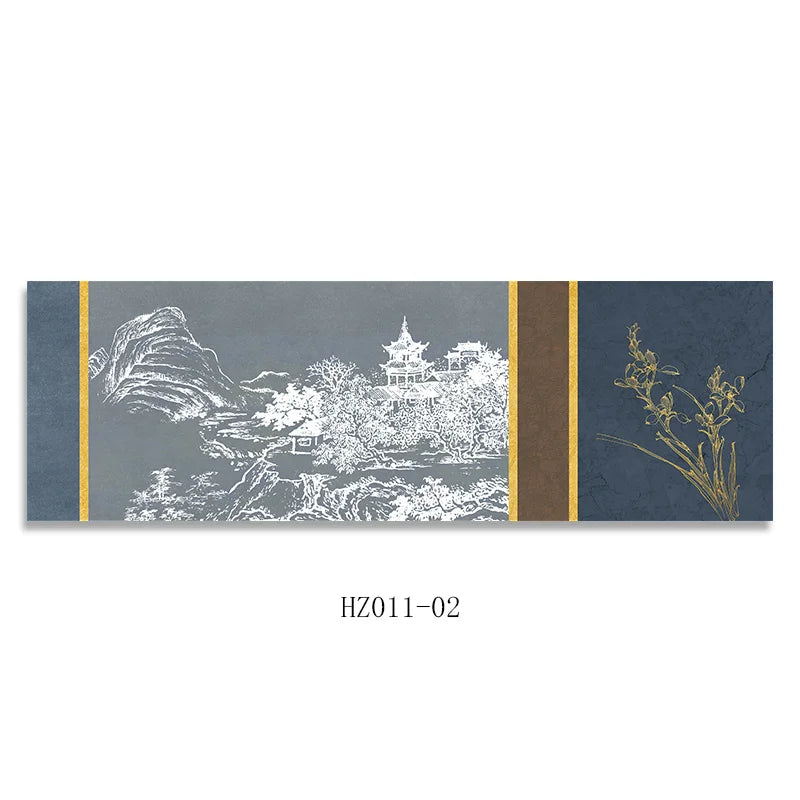 Chinese Style Ink Painting Alpine Canvas Decorative Painting Bedroom Living Room Wall Art Posters Solid Wood Scroll Paintings