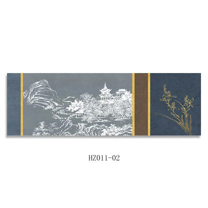 Chinese Style Ink Painting Alpine Canvas Decorative Painting Bedroom Living Room Wall Art Posters Solid Wood Scroll Paintings