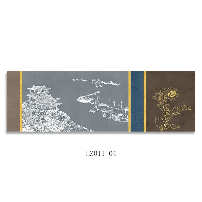 Chinese Style Ink Painting Alpine Canvas Decorative Painting Bedroom Living Room Wall Art Posters Solid Wood Scroll Paintings