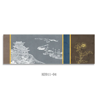 Chinese Style Ink Painting Alpine Canvas Decorative Painting Bedroom Living Room Wall Art Posters Solid Wood Scroll Paintings