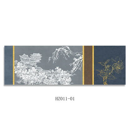 Chinese Style Ink Painting Alpine Canvas Decorative Painting Bedroom Living Room Wall Art Posters Solid Wood Scroll Paintings