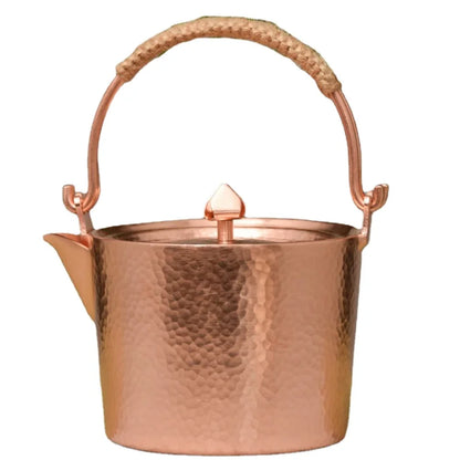 Chinese Style Kung Fu Tea Set Teapot Handmade Coffee Pot Copper Metal Tea Infuser with Braided Handle Water Kettles Tea Ceremony