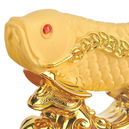 Chinese Style Lucky Home Office Company Car Talisman Money Drawing Fortune Arowana Golden Resin Fish Decorative Statue