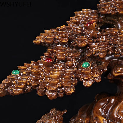 Chinese Style Lucky Wealth Tree Resin  Ornaments Crafts Home Living Room Study Desk Housewarming Statue Ornaments Gifts