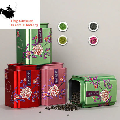 Chinese Style Portable Iron Tea Caddy Tieguanyin Tea Storage Boxes Tea Containers Coffee Moisture-proof Can Kitchen Spice Jar