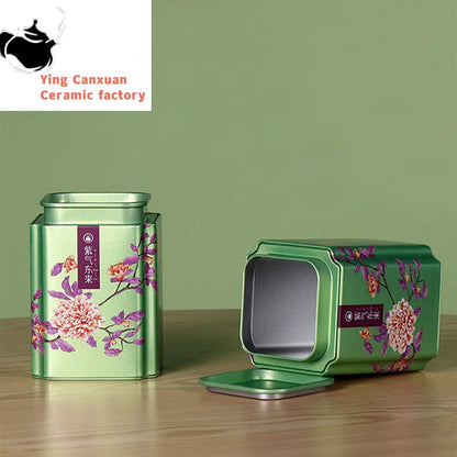 Chinese Style Portable Iron Tea Caddy Tieguanyin Tea Storage Boxes Tea Containers Coffee Moisture-proof Can Kitchen Spice Jar
