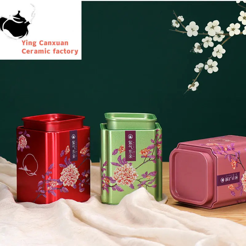 Chinese Style Portable Iron Tea Caddy Tieguanyin Tea Storage Boxes Tea Containers Coffee Moisture-proof Can Kitchen Spice Jar