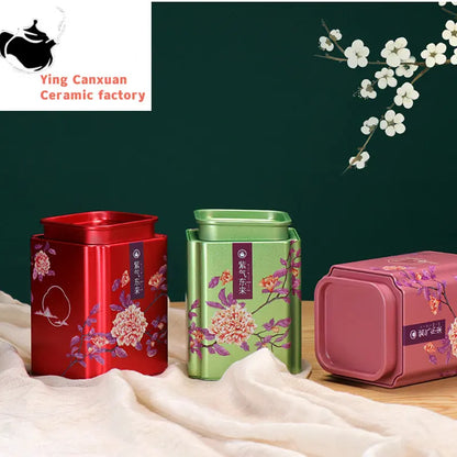 Chinese Style Portable Iron Tea Caddy Tieguanyin Tea Storage Boxes Tea Containers Coffee Moisture-proof Can Kitchen Spice Jar