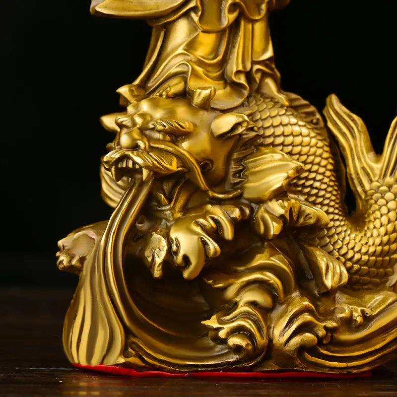 Chinese Style Pure Brass Imperial Dragon Guanyin Buddha Statue Ornaments and Bodhisattva Household Prayer Handicraft