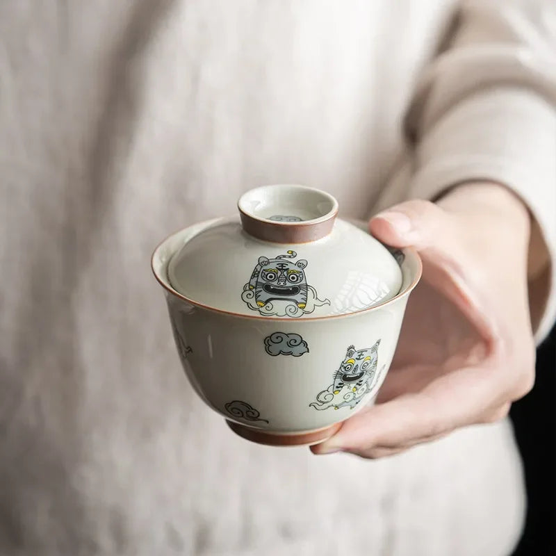 Chinese Style Retro Kung Fu Luxury Gaiwan Travel Ceramic Tea Ceremony Premium Teaware Juego De Te Tea Accessories