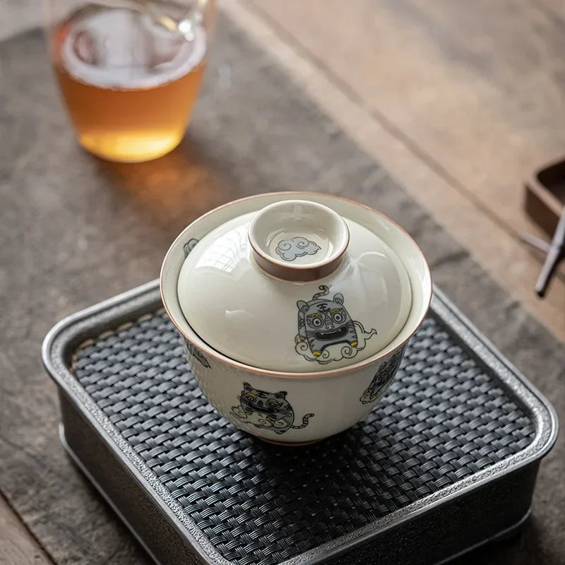 Chinese Style Retro Kung Fu Luxury Gaiwan Travel Ceramic Tea Ceremony Premium Teaware Juego De Te Tea Accessories