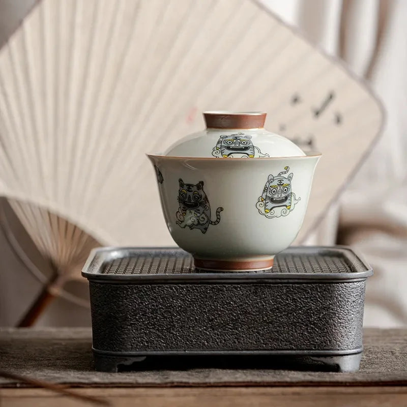 Chinese Style Retro Kung Fu Luxury Gaiwan Travel Ceramic Tea Ceremony Premium Teaware Juego De Te Tea Accessories