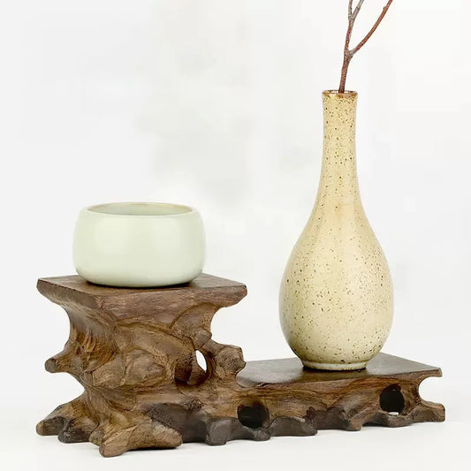 Chinese Style Root Carving Teaware Home Accessories Pot Base Raising Pot Cup Holder Solid Wood Base Teapot Height Seat Ornament