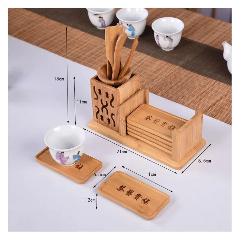 Chinese Style Tea Ceremony Six Gentleman Tea Set Tea Table Solid Wood Bamboo Utensils Tea Combination Accessories