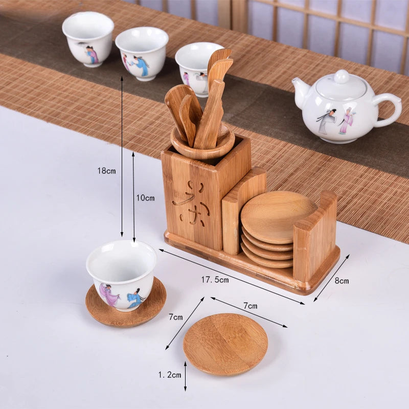 Chinese Style Tea Ceremony Six Gentleman Tea Set Tea Table Solid Wood Bamboo Utensils Tea Combination Accessories