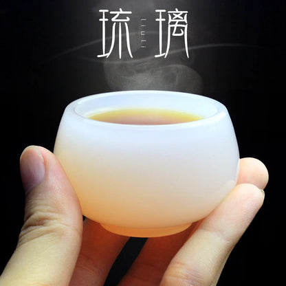 Chinese Style Teacup White Jade Porcelain Kung Fu Tea Set Ceramic Glass Glaze Personal Customized Tea Cup Bowl Teaware Gift