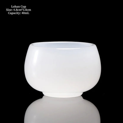Chinese Style Teacup White Jade Porcelain Kung Fu Tea Set Ceramic Glass Glaze Personal Customized Tea Cup Bowl Teaware Gift