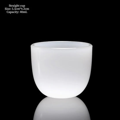 Chinese Style Teacup White Jade Porcelain Kung Fu Tea Set Ceramic Glass Glaze Personal Customized Tea Cup Bowl Teaware Gift