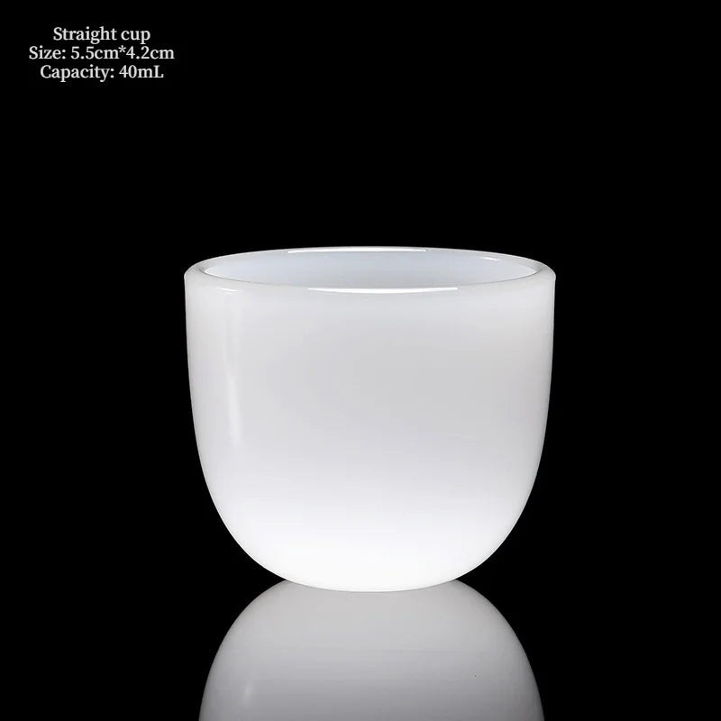 Chinese Style Teacup White Jade Porcelain Kung Fu Tea Set Ceramic Glass Glaze Personal Customized Tea Cup Bowl Teaware Gift