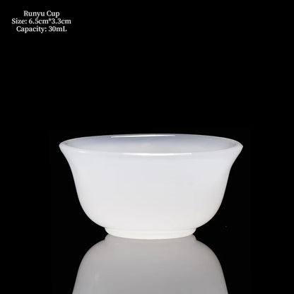 Chinese Style Teacup White Jade Porcelain Kung Fu Tea Set Ceramic Glass Glaze Personal Customized Tea Cup Bowl Teaware Gift