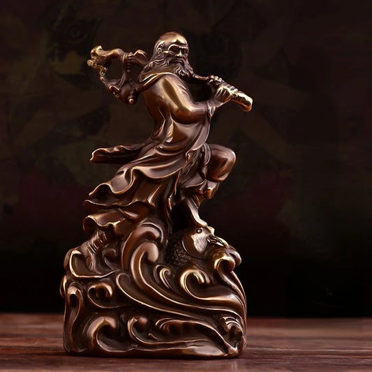 Chinese Style Vintage Pure Copper Crossing The River Zen Inspired Handicrafts Antique Figures Buddha Statues Home Decorations