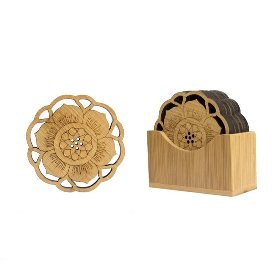 Chinese Tea Ceremony Bamboo Coaster Set, Kungfu Tea Cup Mat, Saucer Chinoiserie, Creative Accessories
