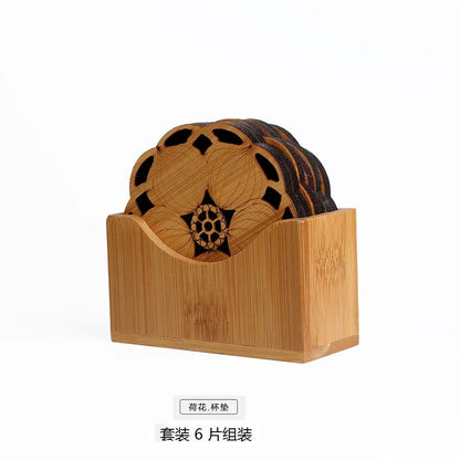 Chinese Tea Ceremony Bamboo Coaster Set, Kungfu Tea Cup Mat, Saucer Chinoiserie, Creative Accessories