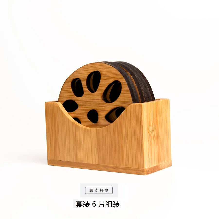 Chinese Tea Ceremony Bamboo Coaster Set, Kungfu Tea Cup Mat, Saucer Chinoiserie, Creative Accessories