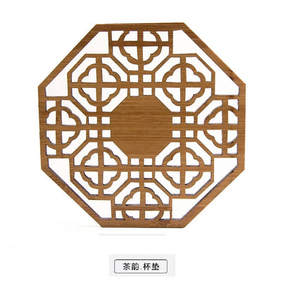 Chinese Tea Ceremony Bamboo Coaster Set, Kungfu Tea Cup Mat, Saucer Chinoiserie, Creative Accessories