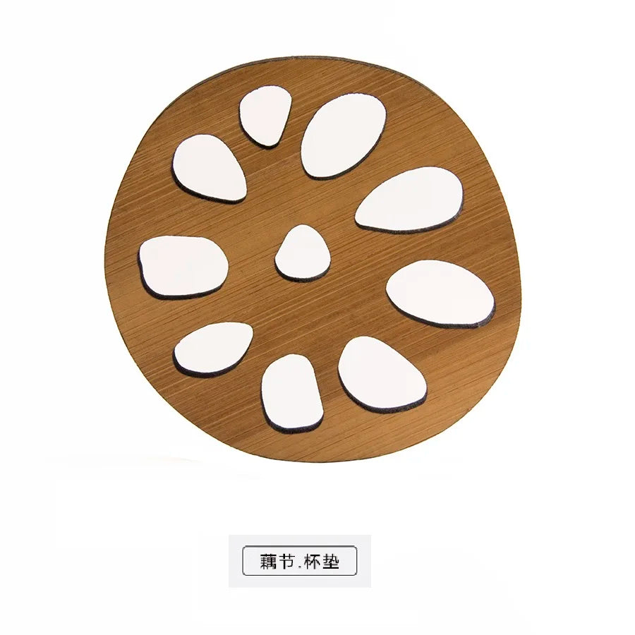 Chinese Tea Ceremony Bamboo Coaster Set, Kungfu Tea Cup Mat, Saucer Chinoiserie, Creative Accessories