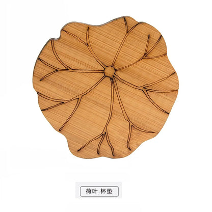 Chinese Tea Ceremony Bamboo Coaster Set, Kungfu Tea Cup Mat, Saucer Chinoiserie, Creative Accessories