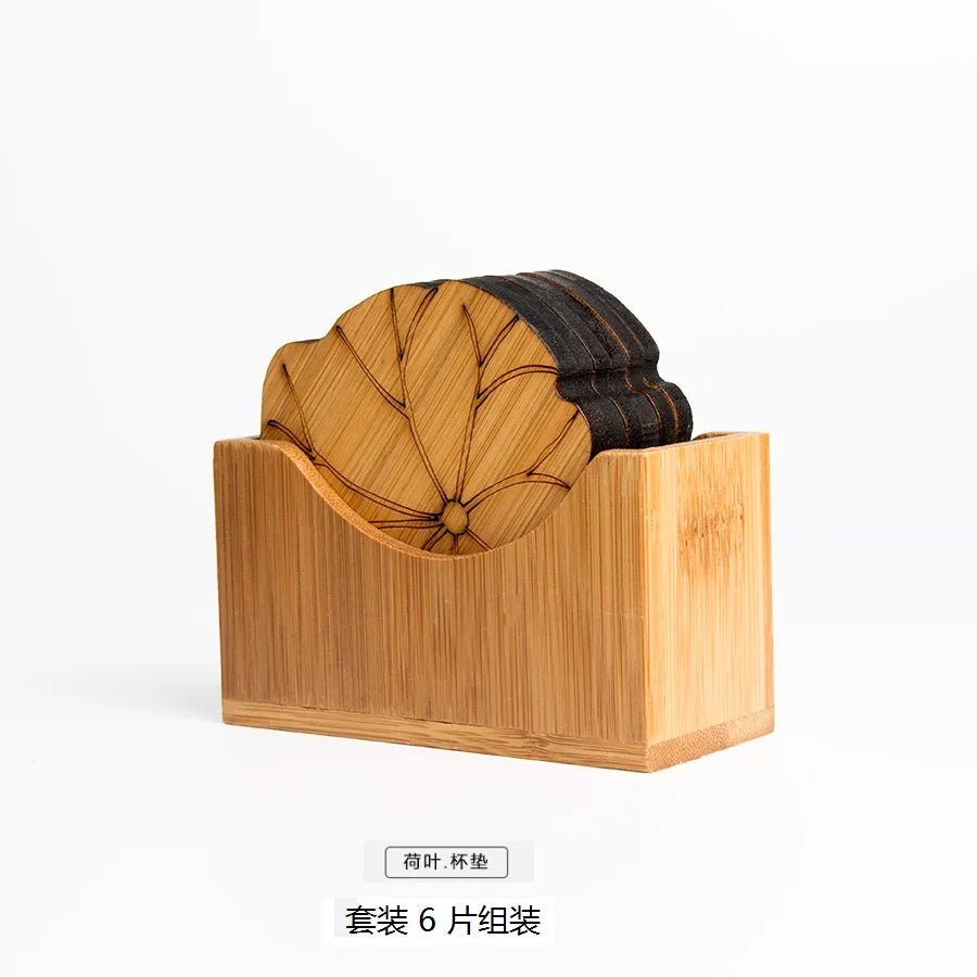 Chinese Tea Ceremony Bamboo Coaster Set, Kungfu Tea Cup Mat, Saucer Chinoiserie, Creative Accessories