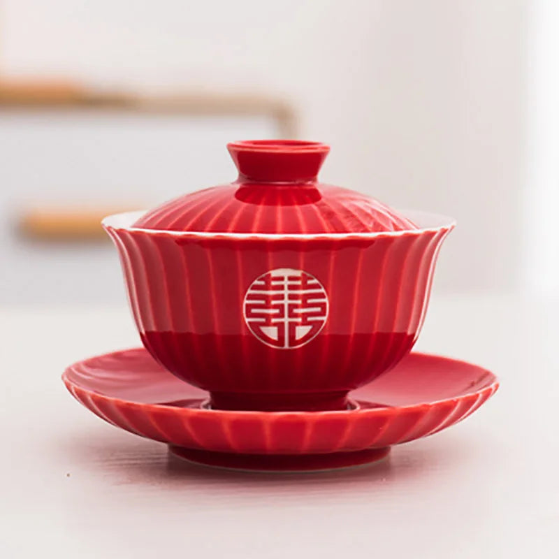 Chinese Tea Gift Set Service Porcelain Kettle Tea Pot Cups Tray for Adults Men Women Tea Ceremony Wedding Party Home Decor