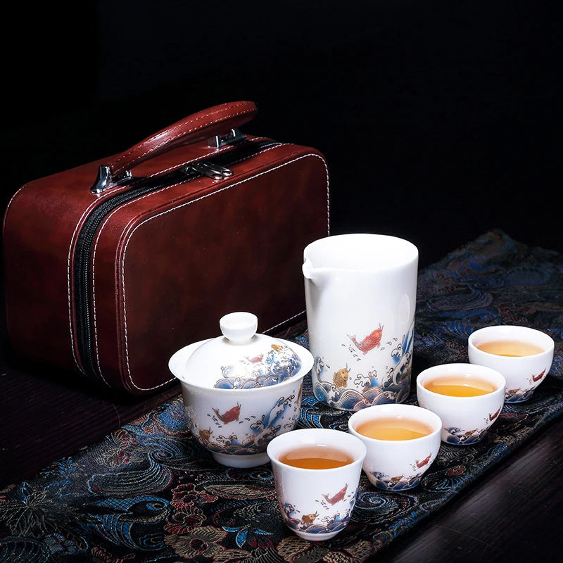 Chinese Tea Set Ceramic Suet jade Teapot Teacup Gaiwan Porcelain Teaset Kettles Teaware Sets Drinkware Chinese Tea Free Shipping