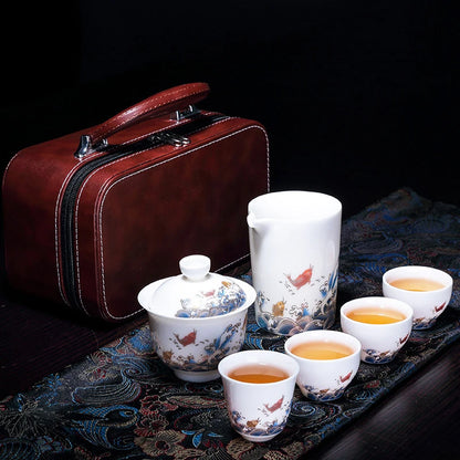 Chinese Tea Set Ceramic Suet jade Teapot Teacup Gaiwan Porcelain Teaset Kettles Teaware Sets Drinkware Chinese Tea Free Shipping