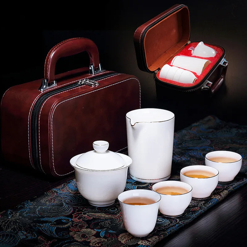 Chinese Tea Set Ceramic Suet jade Teapot Teacup Gaiwan Porcelain Teaset Kettles Teaware Sets Drinkware Chinese Tea Free Shipping
