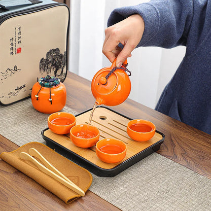 Chinese Tea Set Chinese Gongfu Tea Set Portable Teapot Set Tea Maker Infuser Portable Tea Cup Set of 6 Tea Set Porcelain