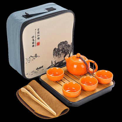 Chinese Tea Set Chinese Gongfu Tea Set Portable Teapot Set Tea Maker Infuser Portable Tea Cup Set of 6 Tea Set Porcelain