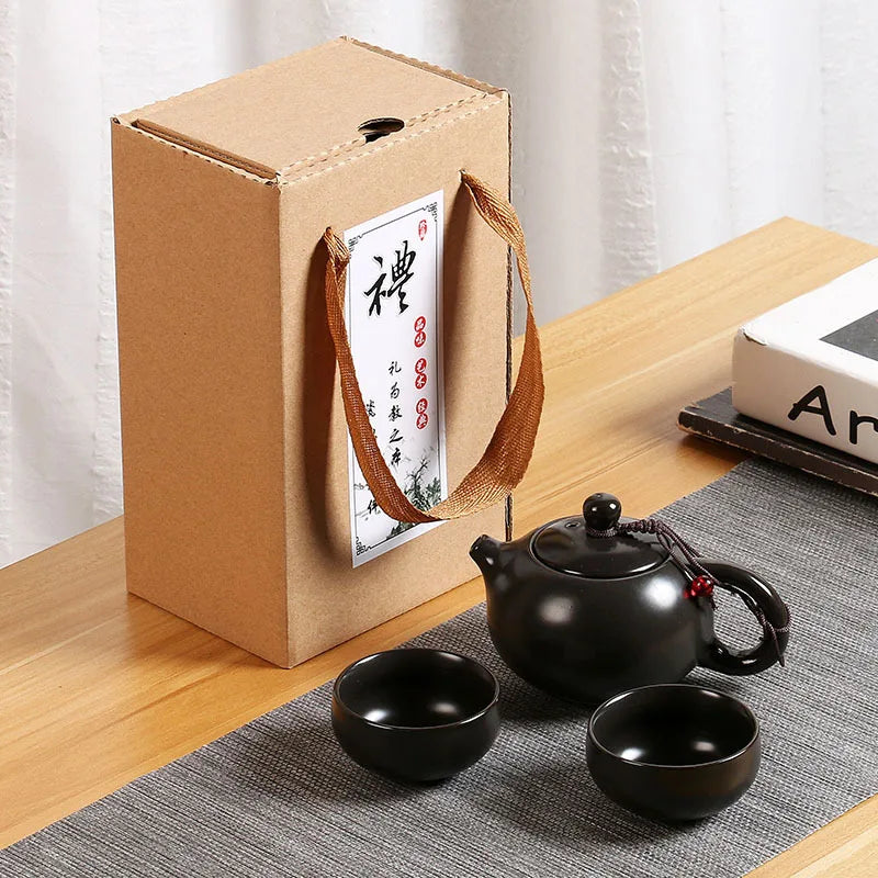 Chinese Tea Set Portable Travel Kung Fu Tea Set Ceramic Teapot Teaset Gaiwan Tea Cup Tea Pot &Travel Bag Tea Caddy Coffee Pot