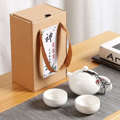 Chinese Tea Set Portable Travel Kung Fu Tea Set Ceramic Teapot Teaset Gaiwan Tea Cup Tea Pot &Travel Bag Tea Caddy Coffee Pot