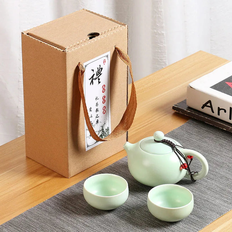 Chinese Tea Set Portable Travel Kung Fu Tea Set Ceramic Teapot Teaset Gaiwan Tea Cup Tea Pot &Travel Bag Tea Caddy Coffee Pot