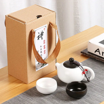 Chinese Tea Set Portable Travel Kung Fu Tea Set Ceramic Teapot Teaset Gaiwan Tea Cup Tea Pot &Travel Bag Tea Caddy Coffee Pot