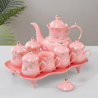 Chinese Tea Set luxury Porcelain Pot and Cup Coffee Mugs For Home Household Office Traditional Red Wedding Souvenir Gifts
